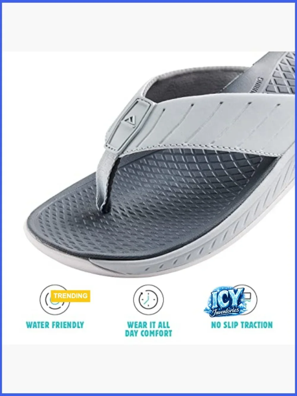 Men's Water Friendly Flip Flops with Arch Support & Non-Slip Traction